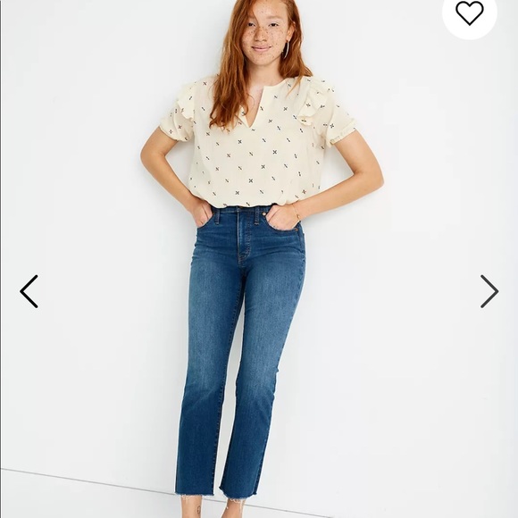 Madewell Cali Demi Boot Preston Wash Raw Hem Jeans - Picture 1 of 10